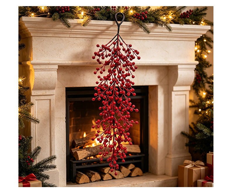 Weihnachtsdeko Rotbeeren Wandschmuck, 60 cm, Real-Touch Kunststoff, für Hochzeiten, Hotels, Einzelhandel, Wohnzimmer