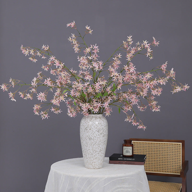 Künstliche Spirea mit Orchideen-Dekor, 120 cm, realistisch aussehende Zweige für Hochzeiten, Home Decor und Gewerberäume