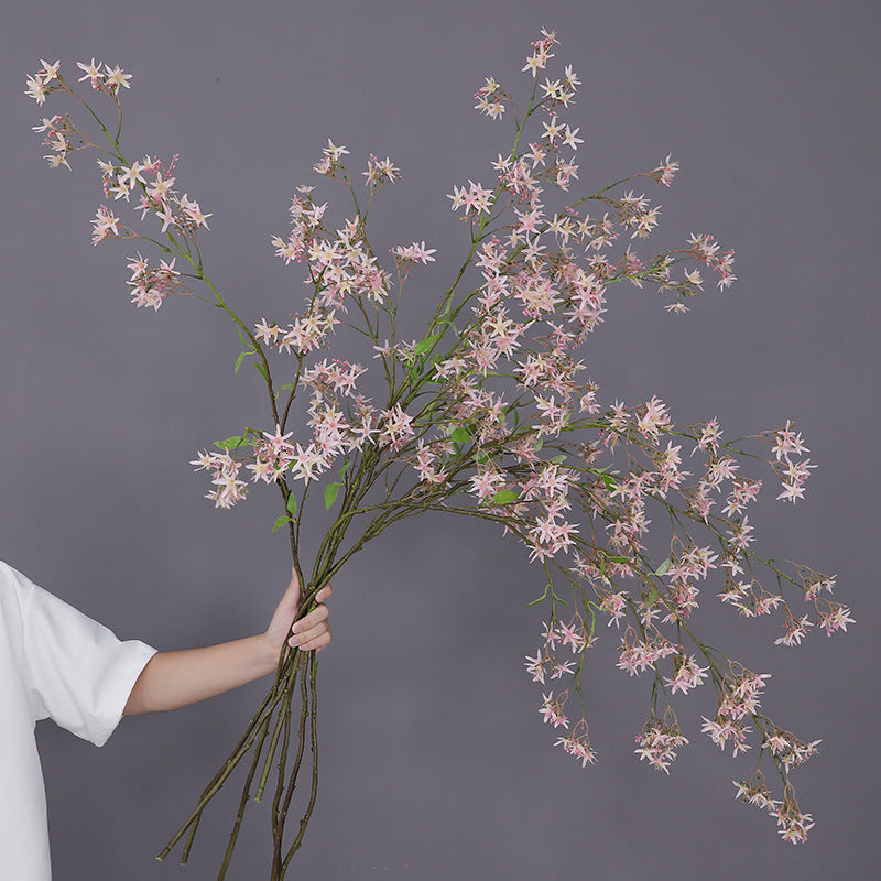 Künstliche Spirea mit Orchideen-Dekor, 120 cm, realistisch aussehende Zweige für Hochzeiten, Home Decor und Gewerberäume