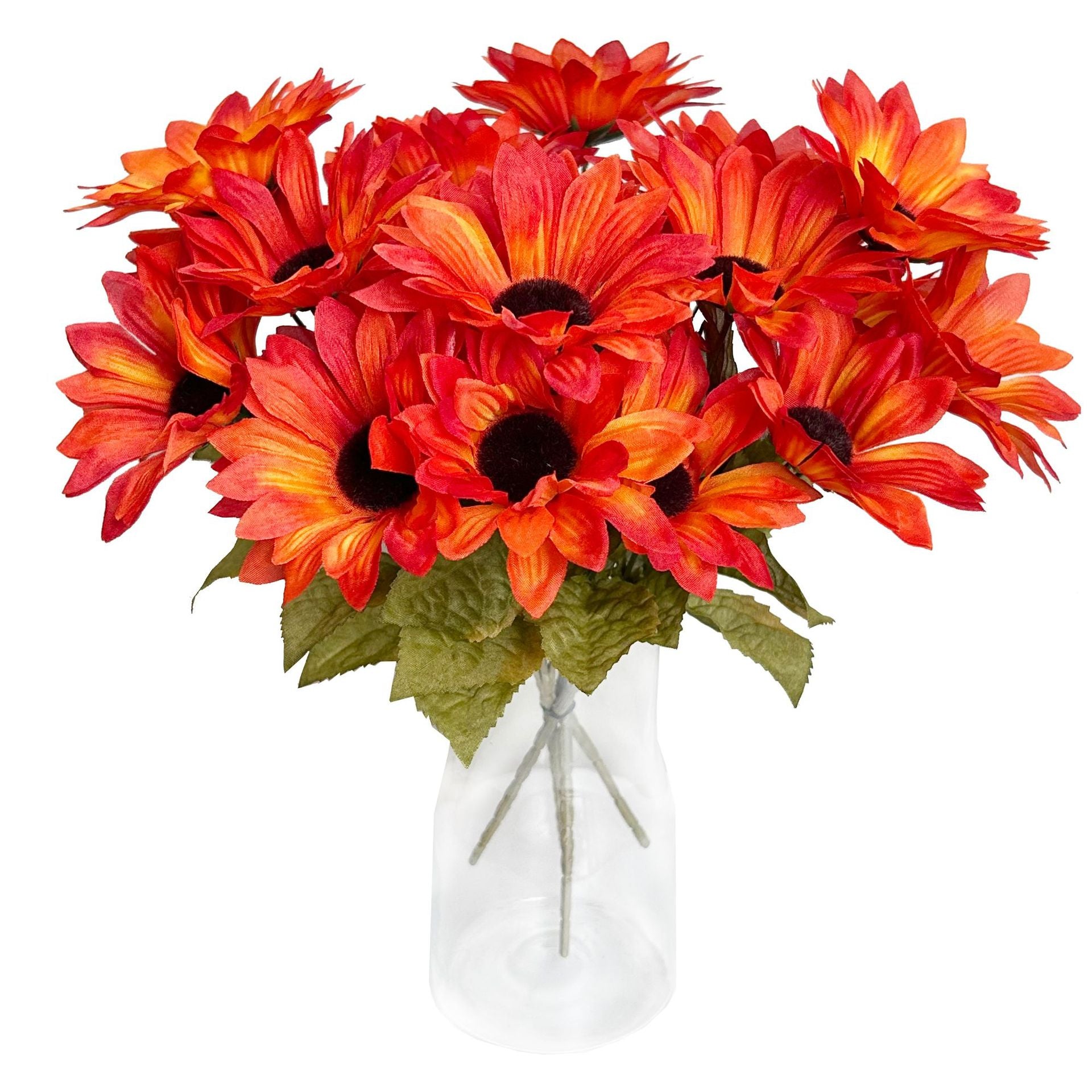 Künstliche Sonnenblumenstrauß, 6 Köpfe, 31 cm, Seidenstoff, Hochzeitsdeko, Grabschmuck, Innenraum, ganzjährig, ohne Vase