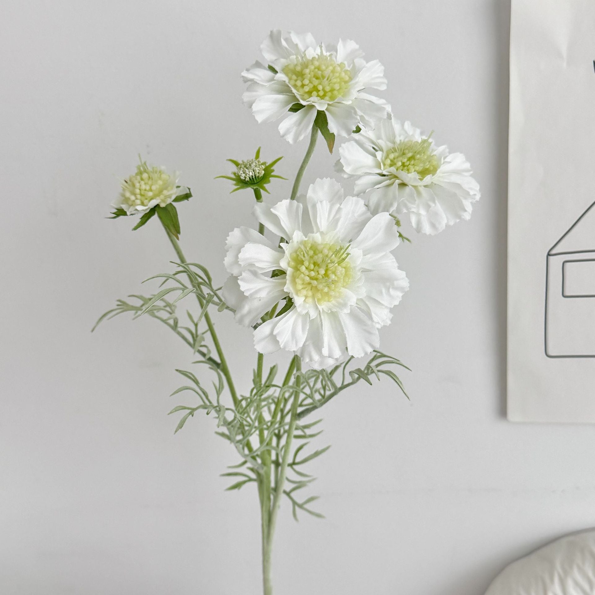 Knautia macedonica (Witwenblume) Kunstblume, 60 cm, 4 Blüten pro Stiel, für Hochzeitsdekoration, Wohnaccessoires und Einzelhandel