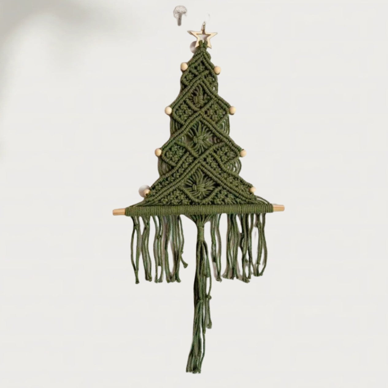 Handgefertigte Baumwoll-Seil Weihnachtsbaum Franse Dekoration, 61x30 cm, Wandbehang für Hochzeit, Café, Zuhause, Geschenk, ganzjährig nutzbar