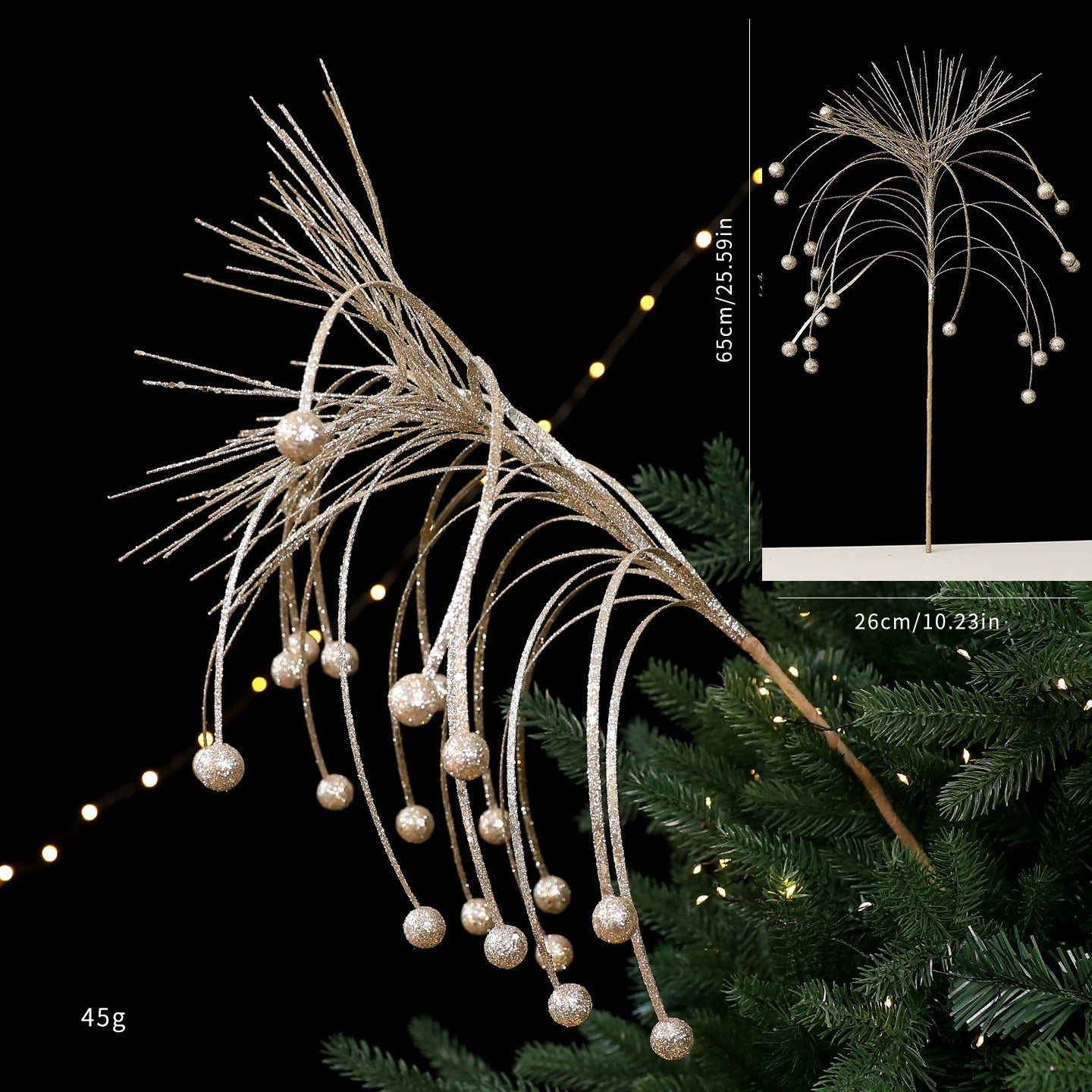 Goldene Pinselstrich-Christbaum-Deko, künstliche Steckzweige, 2 Farben (Rot, Champagner), Festdekoration, Hochzeit, Event, Shop-Deko, 5 Designs