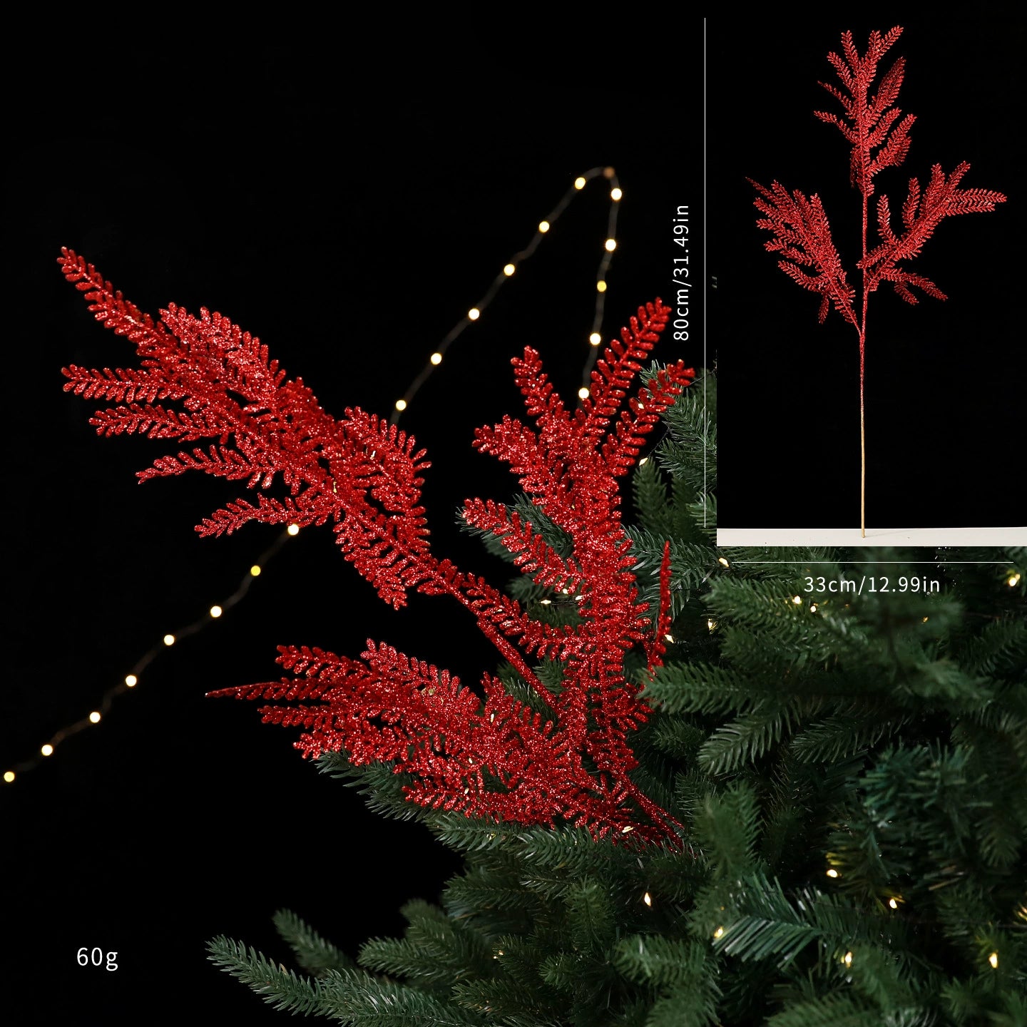 Goldene Pinselstrich-Christbaum-Deko, künstliche Steckzweige, 2 Farben (Rot, Champagner), Festdekoration, Hochzeit, Event, Shop-Deko, 5 Designs