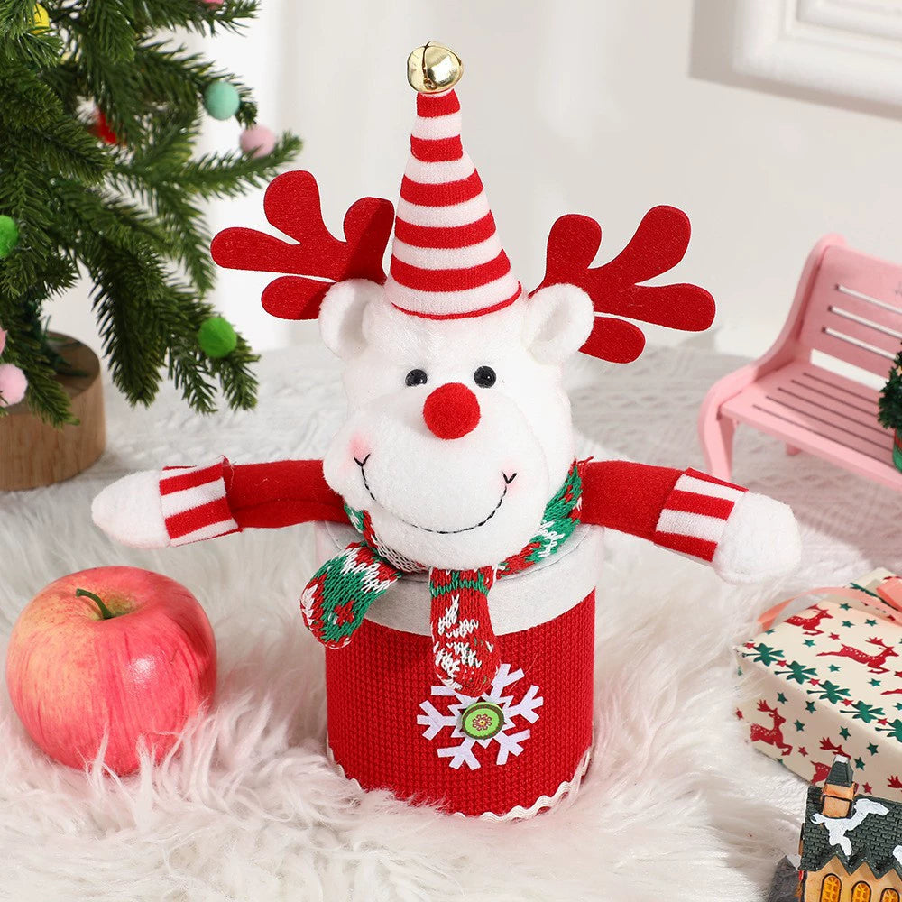 Weihnachts-Deko Geschenkbox Apfelkorb, 28 cm hoch, für Süßigkeiten Obst, Schneemann Rentier, Festtagsdekoration, Gastgeschenk, Hochzeit, Café, Hotel