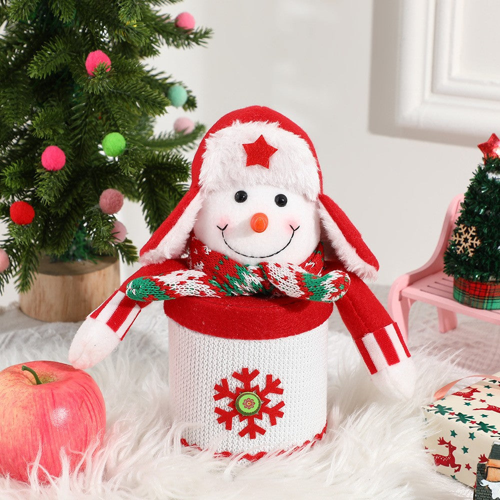 Weihnachts-Deko Geschenkbox Apfelkorb, 28 cm hoch, für Süßigkeiten Obst, Schneemann Rentier, Festtagsdekoration, Gastgeschenk, Hochzeit, Café, Hotel