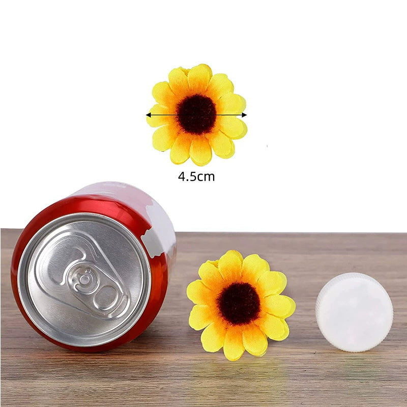 50 Stück künstliche Sonnenblumen, Seidenblüten, 4,5 cm Durchmesser, DIY Hochzeit Dekoration, Grabgestaltung, Shop-Deko, Bastelbedarf