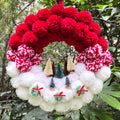 Weihnachtskranz aus Wollbommeln, 30 cm Durchmesser, Festliche Tür- & Wanddekoration, für Hochzeiten, Geschäfte, Zuhause, ganzjährig nutzbar