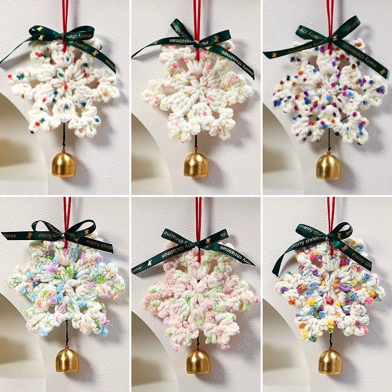 Handgefertigte Filz-Schneeflocken Weihnachtsbaum-Anhänger, 16 cm, Set mit 5 Designs – Dekoration für Fest, Hochzeit, Café
