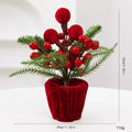 Weinrote Samt-Weihnachtskugeln im Topf, Weihnachtsdeko für Türschwellen, Schaufenster und Innenräume, Set von 4 Stücken