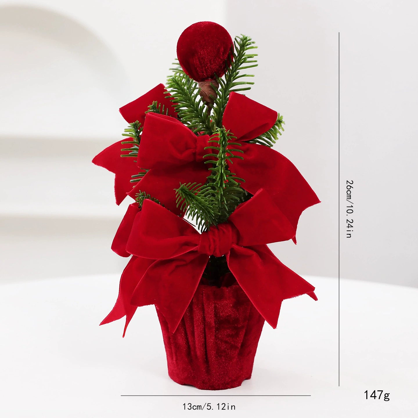 Weinrote Samt-Weihnachtskugeln im Topf, Weihnachtsdeko für Türschwellen, Schaufenster und Innenräume, Set von 4 Stücken