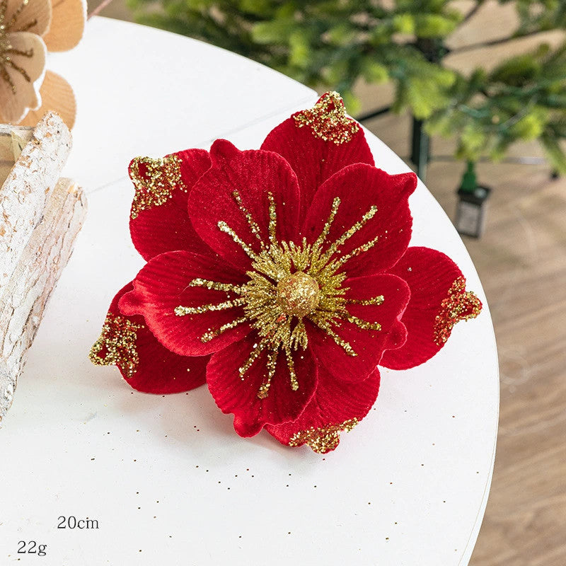Weihnachtsbaum-Deko: Samtblumen in 5 Farben – Ø 20 cm, 22 g – DIY-Christbaumschmuck, Festtagsdekoration, Hochzeit & Event