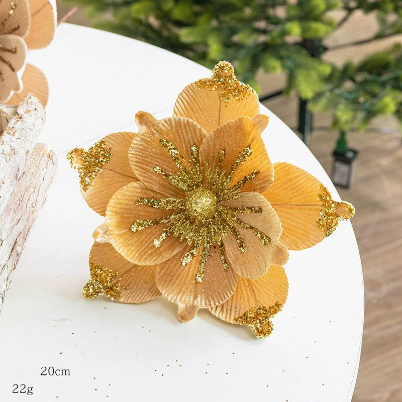 Weihnachtsbaum-Deko: Samtblumen in 5 Farben – Ø 20 cm, 22 g – DIY-Christbaumschmuck, Festtagsdekoration, Hochzeit & Event