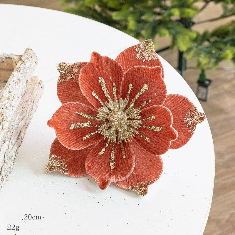 Weihnachtsbaum-Deko: Samtblumen in 5 Farben – Ø 20 cm, 22 g – DIY-Christbaumschmuck, Festtagsdekoration, Hochzeit & Event