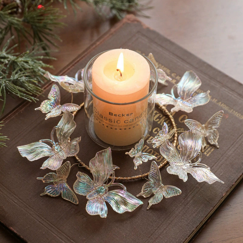 Weihnachtsbaum-Kranz Dekoration, 4 Designs, Kristallkette mit Perlen und Schmetterlingen, Transparent, 1 Stück ab Lager