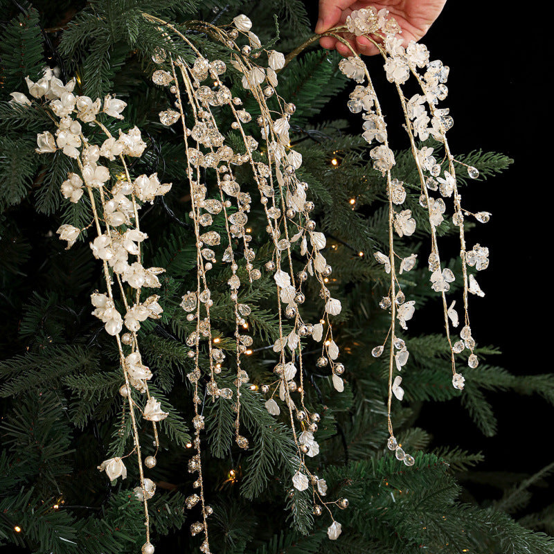 Weiße Kristall-Zweige, Acryl Weihnachtsbaum-Deko, 7 verschiedene Designs, 30 cm, pflegeleichte Tischdekoration für Weihnachten, Hochzeit, Café, Einzelhandel