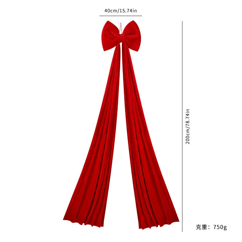 Riesige burgunderrote Samt-Schleife 200 cm – Weihnachtsbaum-Deko, Festliche Raumgestaltung, Hochzeits- & Event-Dekoration, 4 Farben