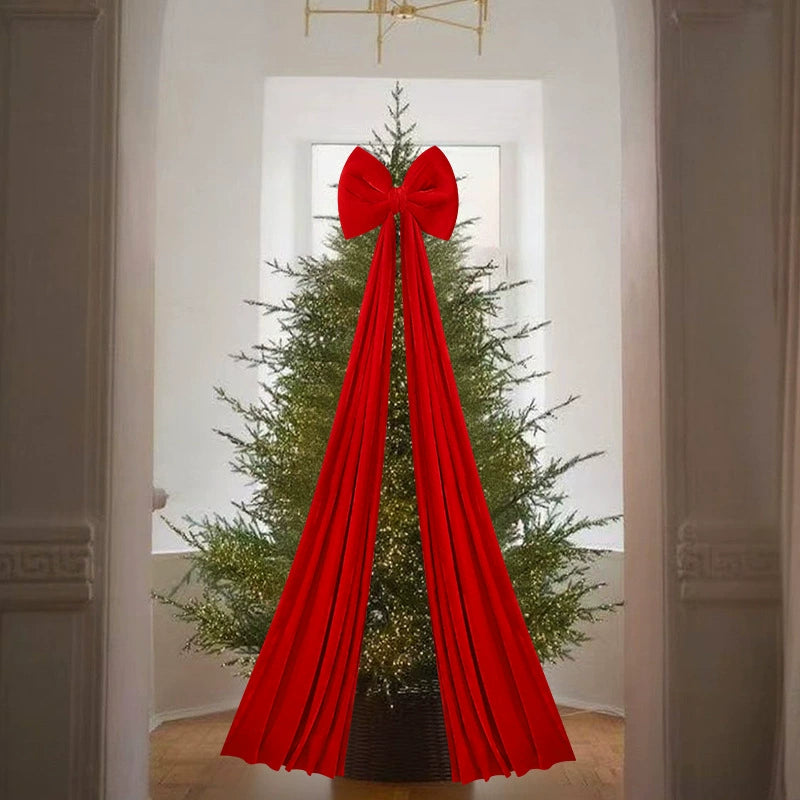 Riesige burgunderrote Samt-Schleife 200 cm – Weihnachtsbaum-Deko, Festliche Raumgestaltung, Hochzeits- & Event-Dekoration, 4 Farben