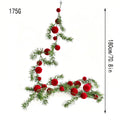 2er-Set Weihnachtsdeko, 180 cm Kiefernzweige mit roten Beeren, Fenster- und Kamindekoration, festliche Stimmung