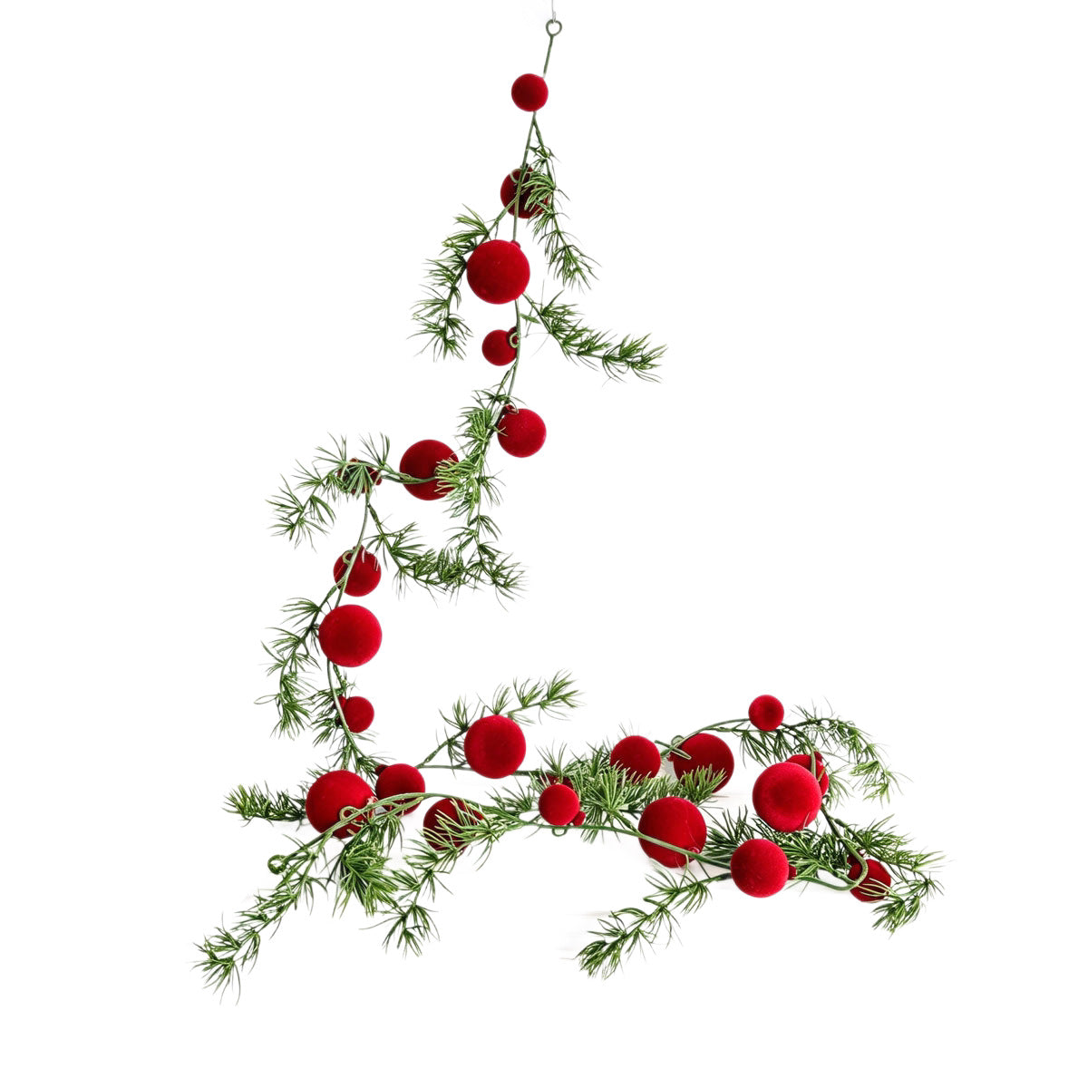 2er-Set Weihnachtsdeko, 180 cm Kiefernzweige mit roten Beeren, Fenster- und Kamindekoration, festliche Stimmung