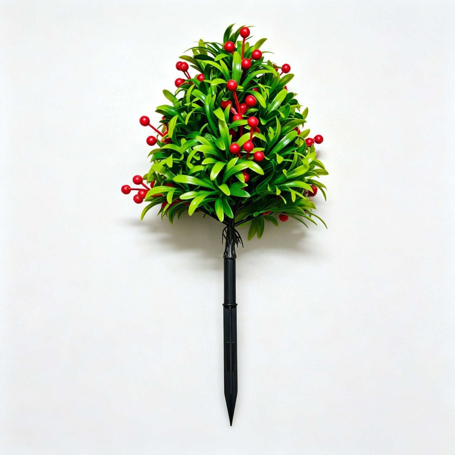 Künstliche Podocarpus mit roten Beeren, 45x25x25 cm, realistische Grünpflanze für Innenraum, Hochzeit, Grabgestaltung, LadenDeko