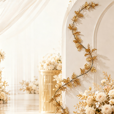 Goldene künstliche Efeu-Girlande 180 cm, festliche Deko für Laden, Hochzeit, Fenster, Wandgestaltung, 2 Varianten