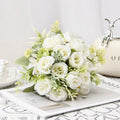 Künstliche Rosenstrauß, 31 cm hoch, 8 Blüten, Seidenstoff, für Hochzeiten, Hotels, Wohnräume, Außenbereich