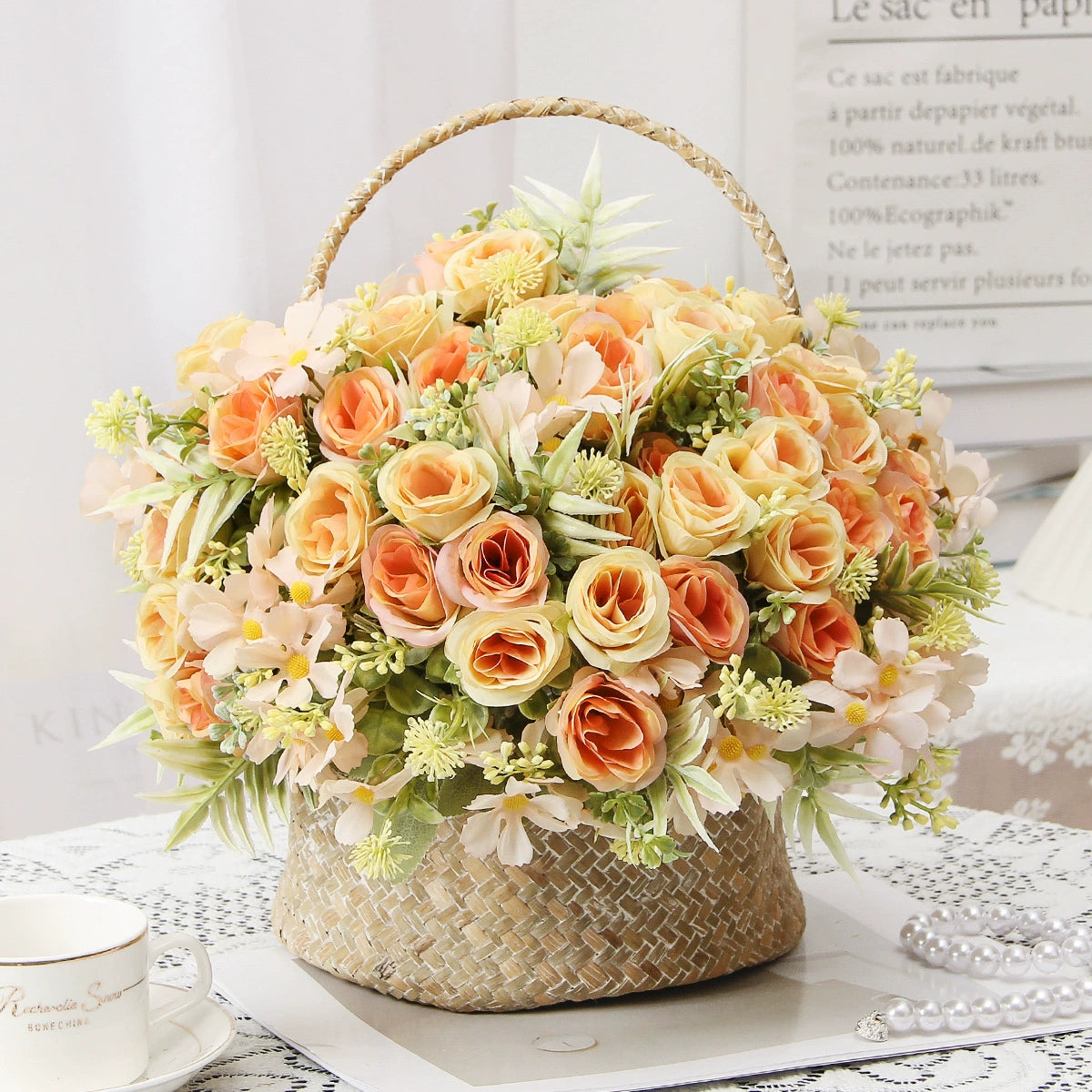 Künstliche Rosenstrauß, 31 cm hoch, 8 Blüten, Seidenstoff, für Hochzeiten, Hotels, Wohnräume, Außenbereich