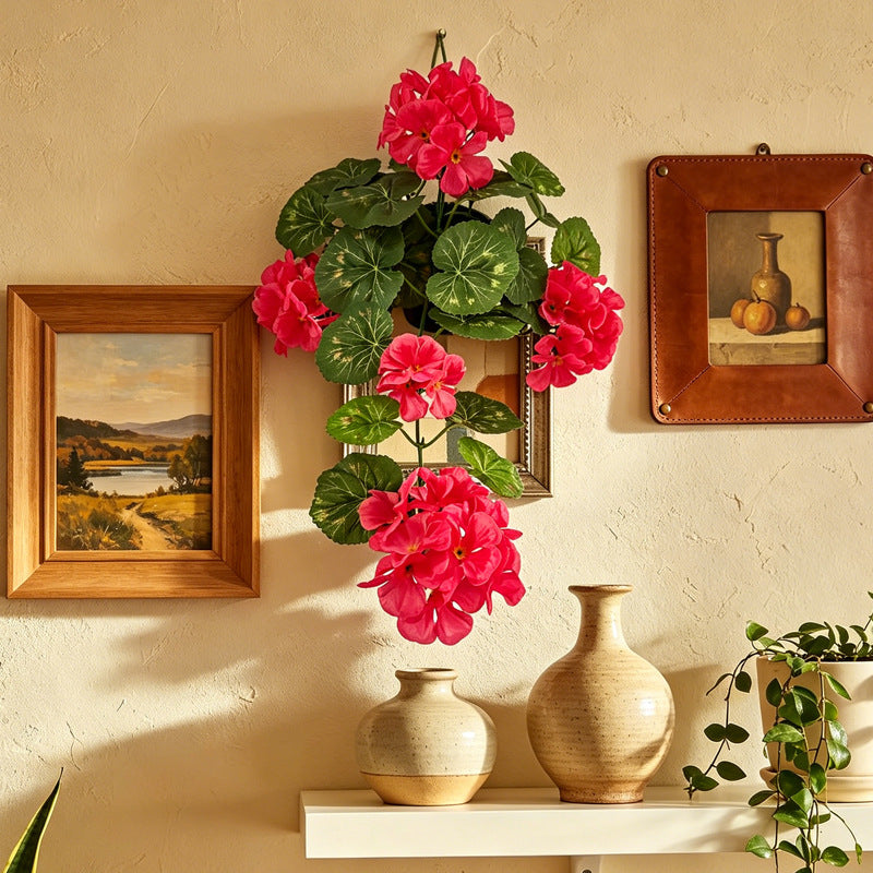 Künstliche Geranien-Blumenranke 42 cm, Wanddekoration, gemischtes Mate – kunstblumenshop