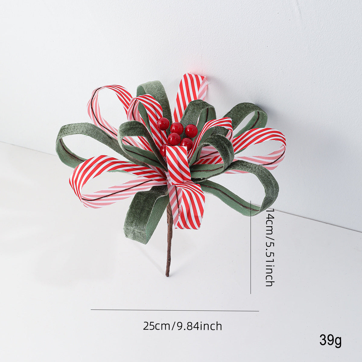 Künstliche Weihnachtsblume mit roten Beeren, 25 cm, Stoffblume, festliche Deko für Floristik, Hochzeit, Laden, Café