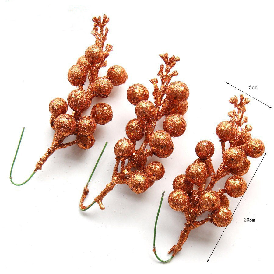 Weihnachts-Deko: 3x künstliche Kirschzweige mit Goldstaub, 20 cm, realistische Optik, Festtagsdekoration, Innenbereich