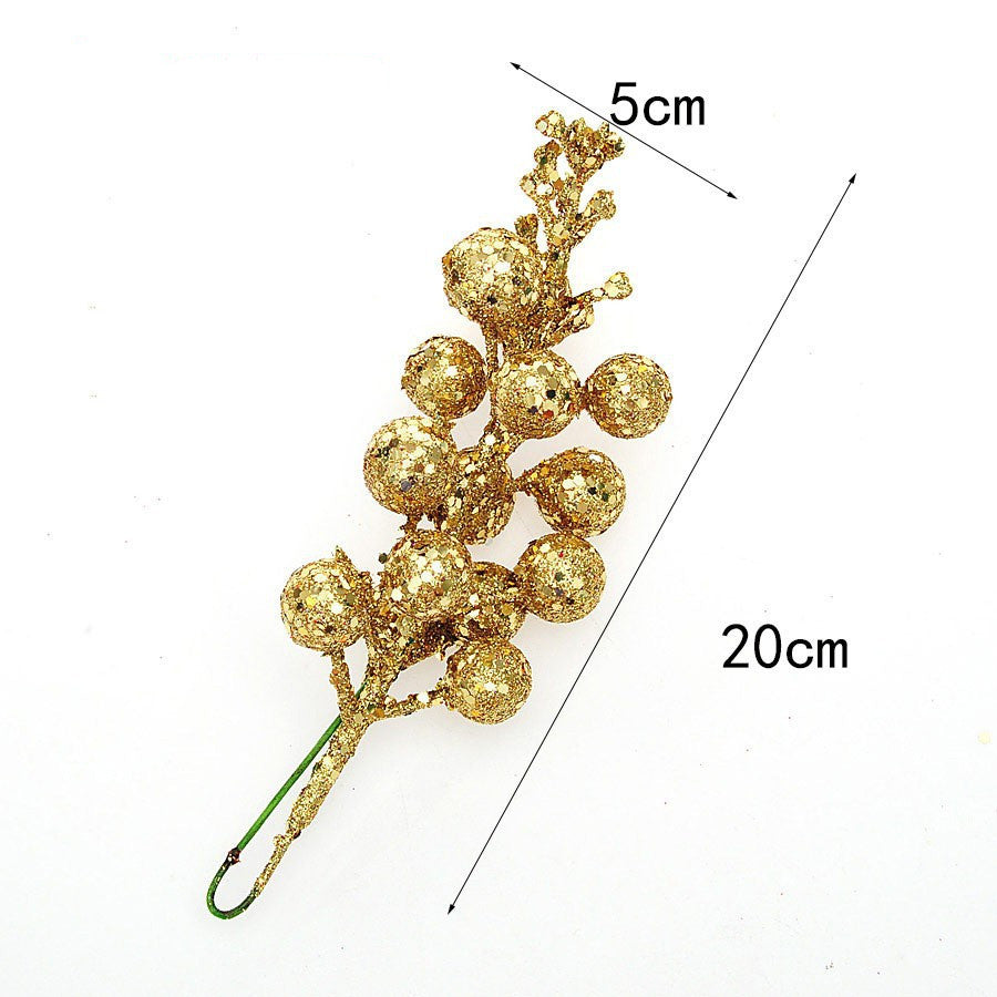 Weihnachts-Deko: 3x künstliche Kirschzweige mit Goldstaub, 20 cm, realistische Optik, Festtagsdekoration, Innenbereich