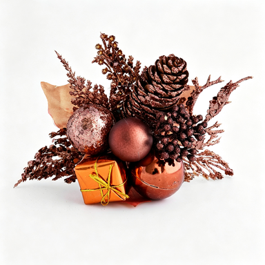 Weihnachtszweig künstlich – 20 cm Fichten-Zapfen-Deko, gold-silber-rot, Festtags-Dekoration für Floristik, Events, Ladenausstattung