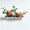 Miniatur-Gartenzaun mit künstlichen Blumen, 6 cm, Plastik, weiß, für Modellbau und Dioramen