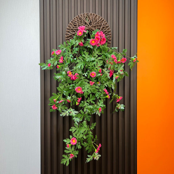 Künstliche Gänseblümchen-Ranke 80 cm mit Wandhalterung, Dekorative Hängepflanze für Innenraum, Hochzeit, Café, Büro