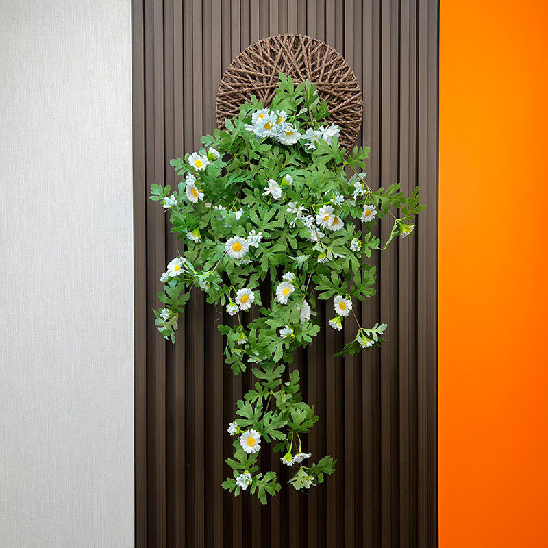 Künstliche Gänseblümchen-Ranke 80 cm mit Wandhalterung, Dekorative Hängepflanze für Innenraum, Hochzeit, Café, Büro