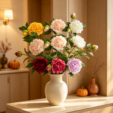 Künstliche Pfingstrose, 67 cm hoch, 2 Blüten, 12 cm Durchmesser, für Wohnraumdekoration, Hochzeiten, Einzelhandel