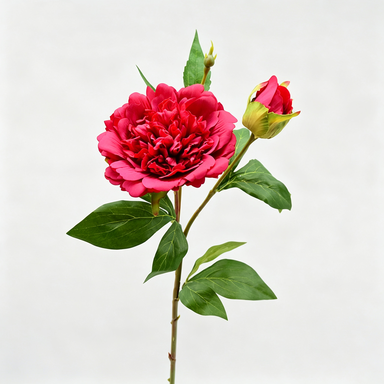 Künstliche Pfingstrose, 67 cm hoch, 2 Blüten, 12 cm Durchmesser, für Wohnraumdekoration, Hochzeiten, Einzelhandel