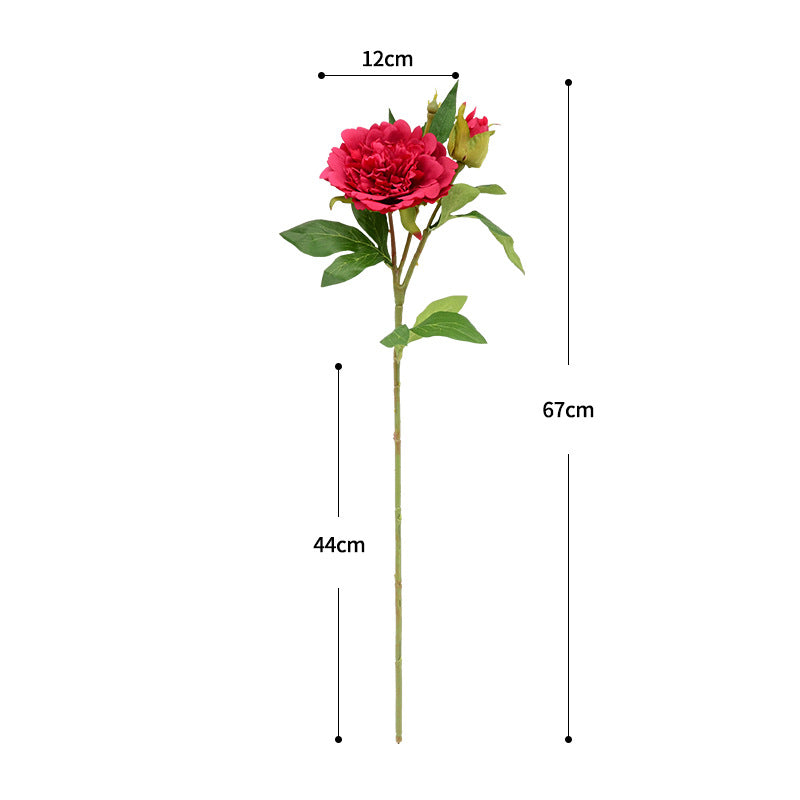 Künstliche Pfingstrose, 67 cm hoch, 2 Blüten, 12 cm Durchmesser, für Wohnraumdekoration, Hochzeiten, Einzelhandel