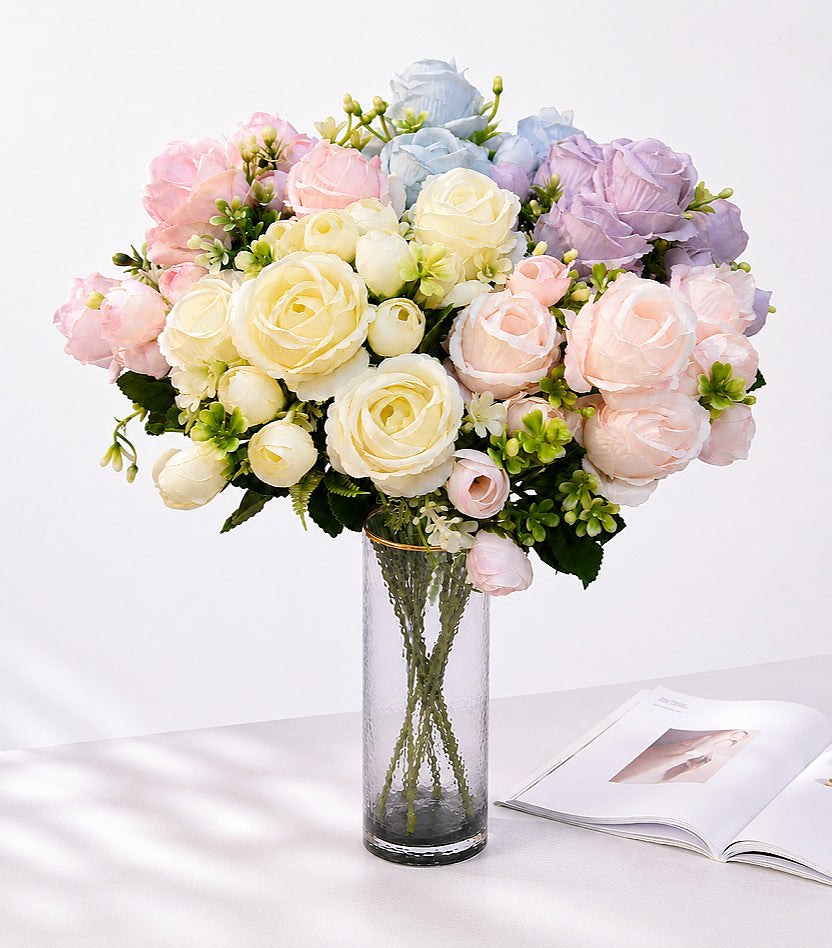 Künstlicher Sweetheart-Rosenstrauß 34 cm, 7 Blüten, Hochzeitsdekoration, langlebig, allergenfrei, für Floristik & Eventdesign