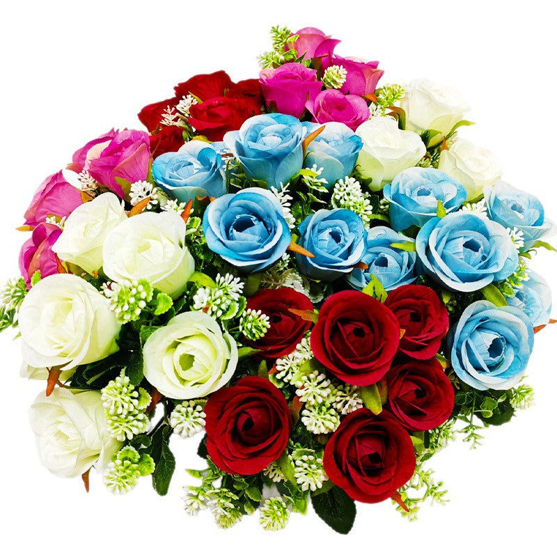 Künstliche Xishi-Rosenstrauß, 32 cm hoch, 6 Blüten à 6 cm Durchmesser, für Zuhause, Hotel und Gewerbe