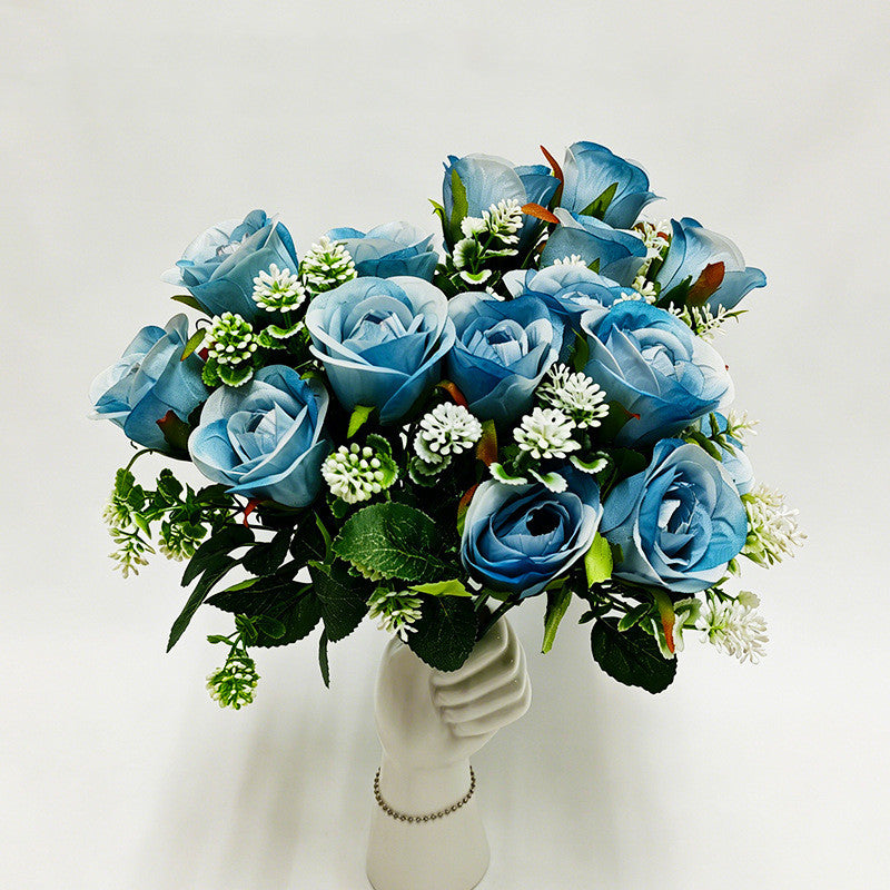 Künstliche Xishi-Rosenstrauß, 32 cm hoch, 6 Blüten à 6 cm Durchmesser, für Zuhause, Hotel und Gewerbe