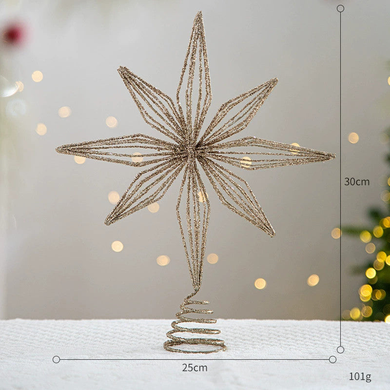 Weihnachtsbaumspitze Stern 5-zackig mit Lichtern – 6 Designs – Hochwertige Weihnachtsdeko für Baum, Hochzeit, Party, Fest
