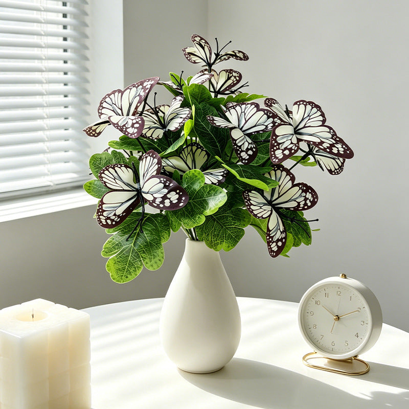 Künstliche Schmetterlingsblumen Büschel – 5 Köpfe, 29 cm, Hochwertige Dekoration für Hochzeit, Trauerfeier, Shop-Deko – Allergikerfreundlich, langlebig