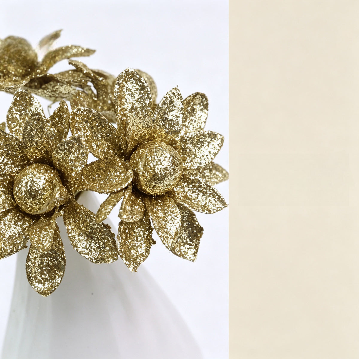 Künstliche Wildblumen Köpfe, 60 Stück, 5cm, gold & silber, Schaumstoff, Hochzeit Dekoration, Schaufenster, Floristik DIY