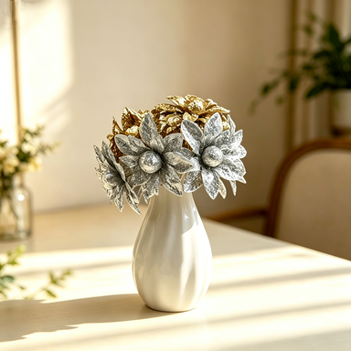 Künstliche Wildblumen Köpfe, 60 Stück, 5cm, gold & silber, Schaumstoff, Hochzeit Dekoration, Schaufenster, Floristik DIY