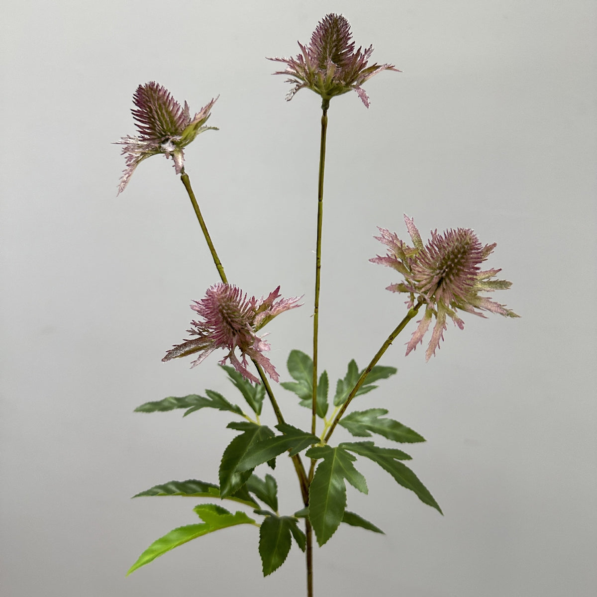 Künstliche Eryngium-Blüten, 60 cm, Ins-Stil, Kunststoff, für Hochzeiten und Wohnkultur, 4 Blütenköpfe