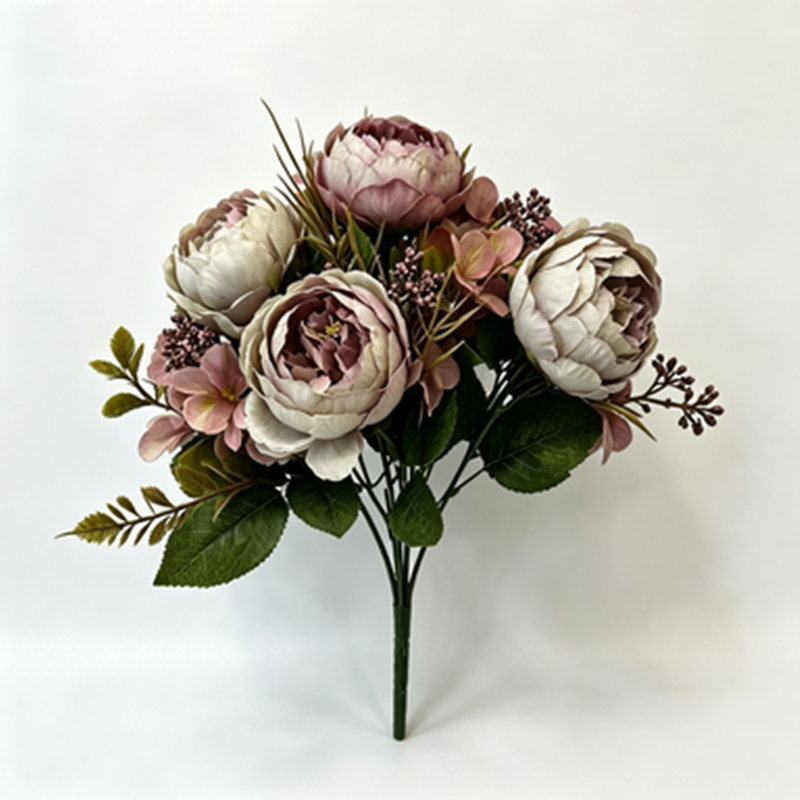 Künstliche Pfingstrose-Rosenstrauß, 31 cm, 6 Blüten, retro Stil, für Hochzeiten, Hotels und Geschäftsräume