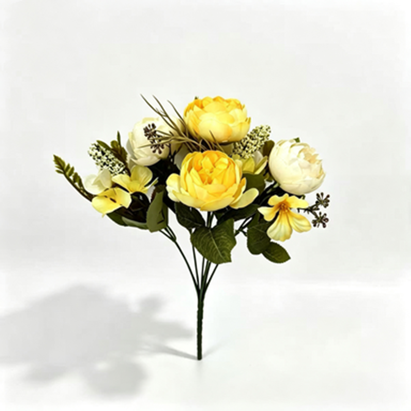 Künstliche Pfingstrose-Rosenstrauß, 31 cm, 6 Blüten, retro Stil, für Hochzeiten, Hotels und Geschäftsräume