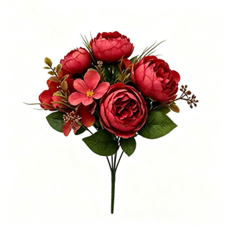 Künstliche Pfingstrose-Rosenstrauß, 31 cm, 6 Blüten, retro Stil, für Hochzeiten, Hotels und Geschäftsräume